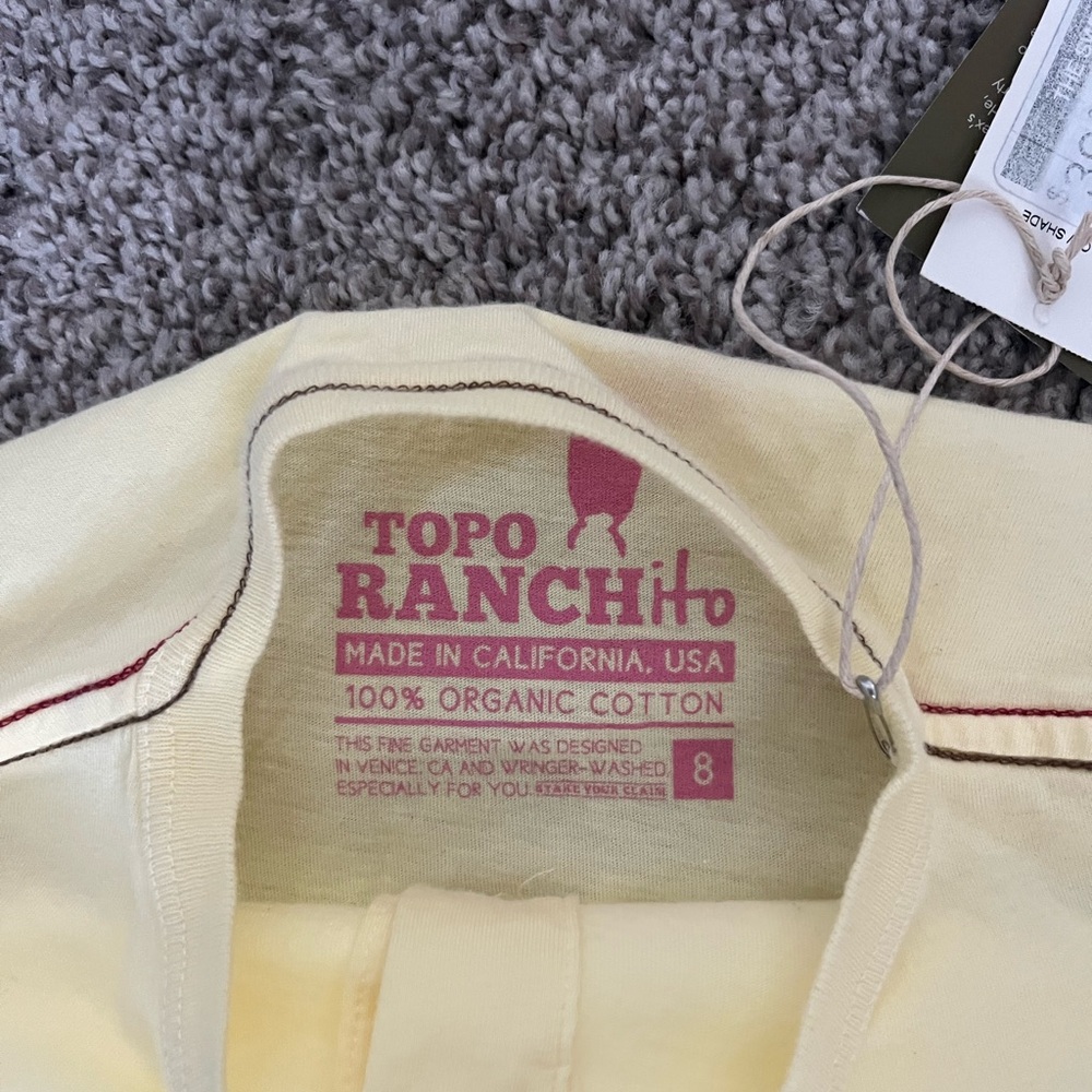 Topo Ranchito Yellow Henley Shirt Kids Size 8 Surf Style Retro Bus - Picture 3 of 6